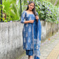 Indigo Maheshwari Silk Suit