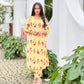 Yellow Striped and Floral Printed Kurta and Pant Set