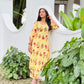 Yellow Striped and Floral Printed Kurta and Pant Set
