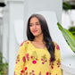 Yellow Striped and Floral Printed Kurta and Pant Set