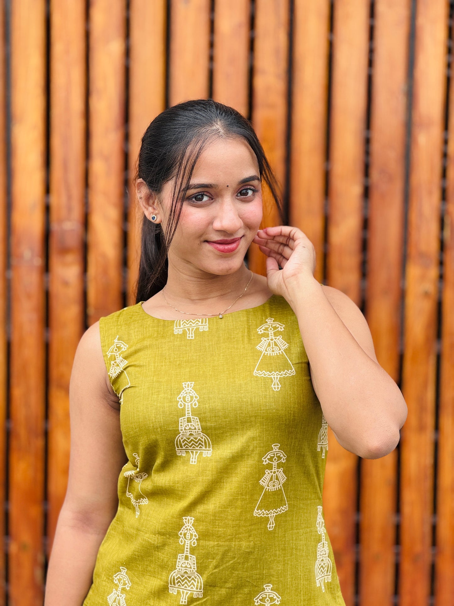 Light Green Tribal Printed Side Tie Kurta and Pant Set