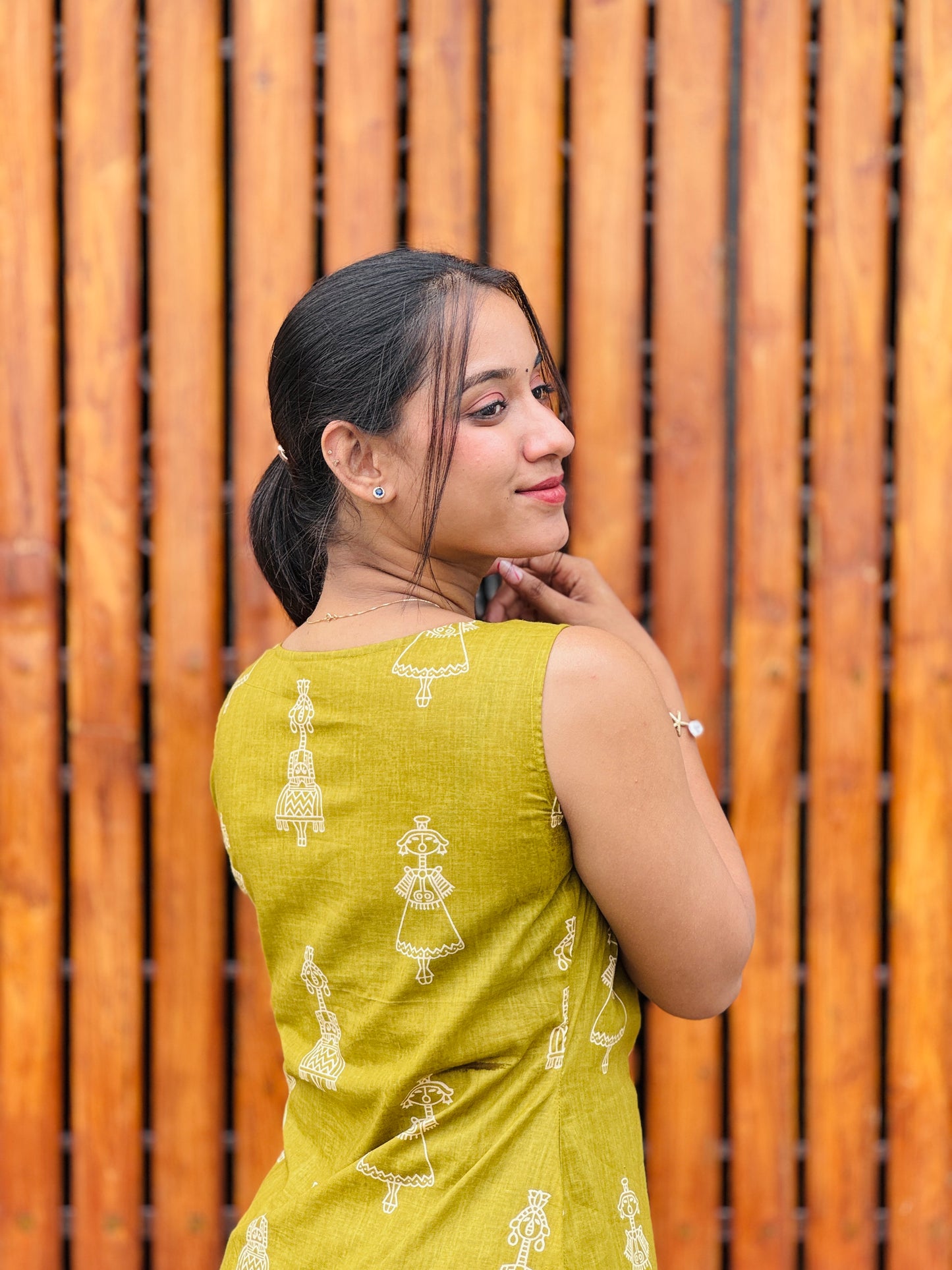 Light Green Tribal Printed Side Tie Kurta and Pant Set