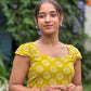 Yellow Spiral Printed Gather Sleeve Kurta and Pant Set