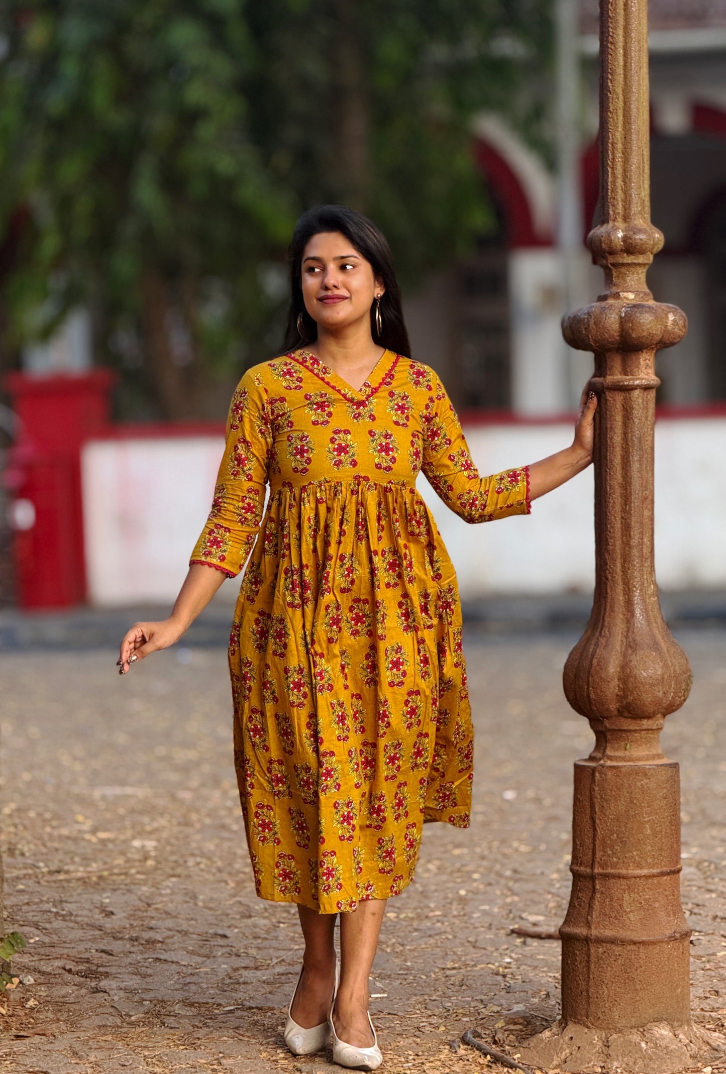 Kesariya - Cotton Printed Pleated Dress