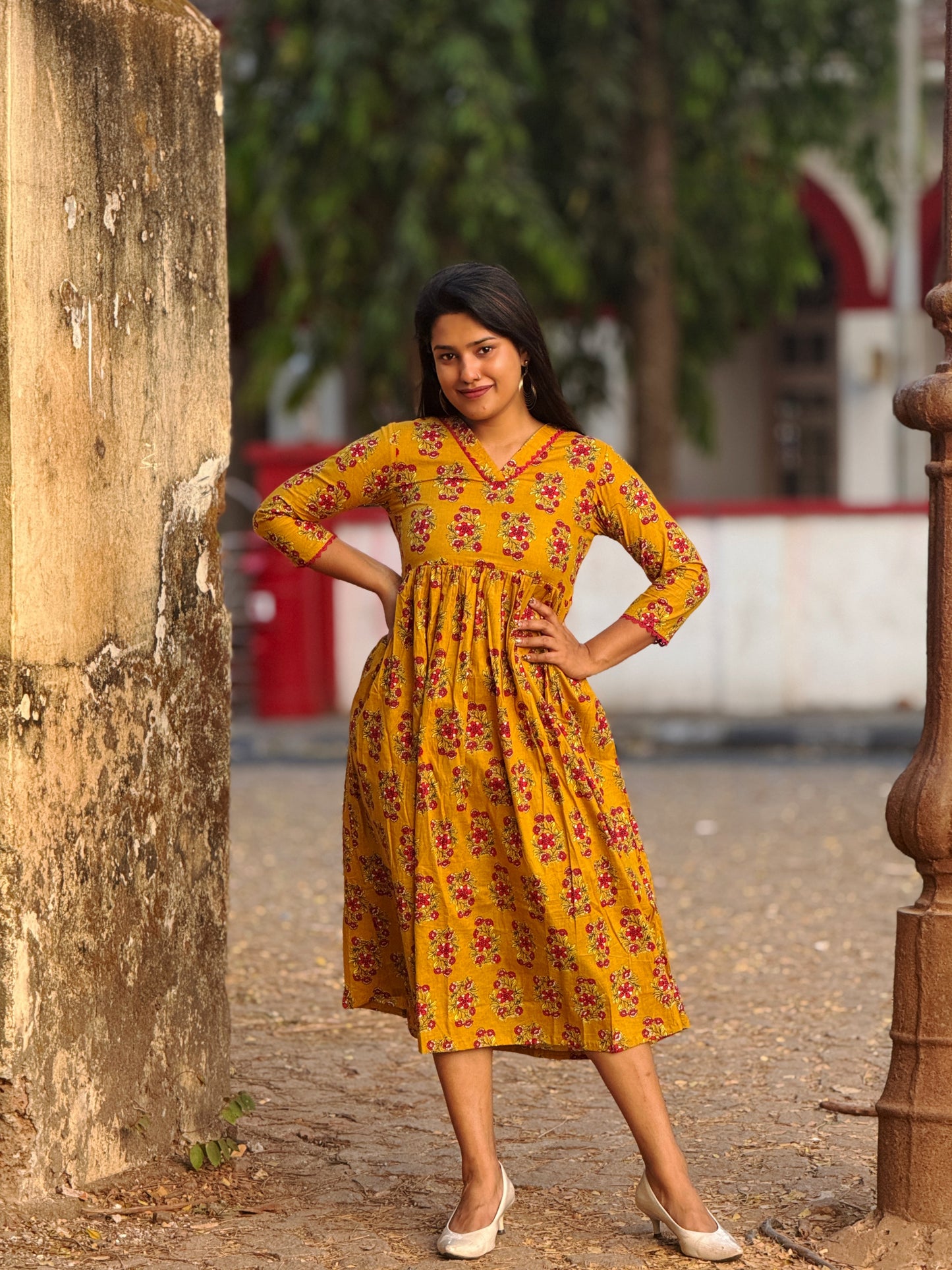 Kesariya - Cotton Printed Pleated Dress