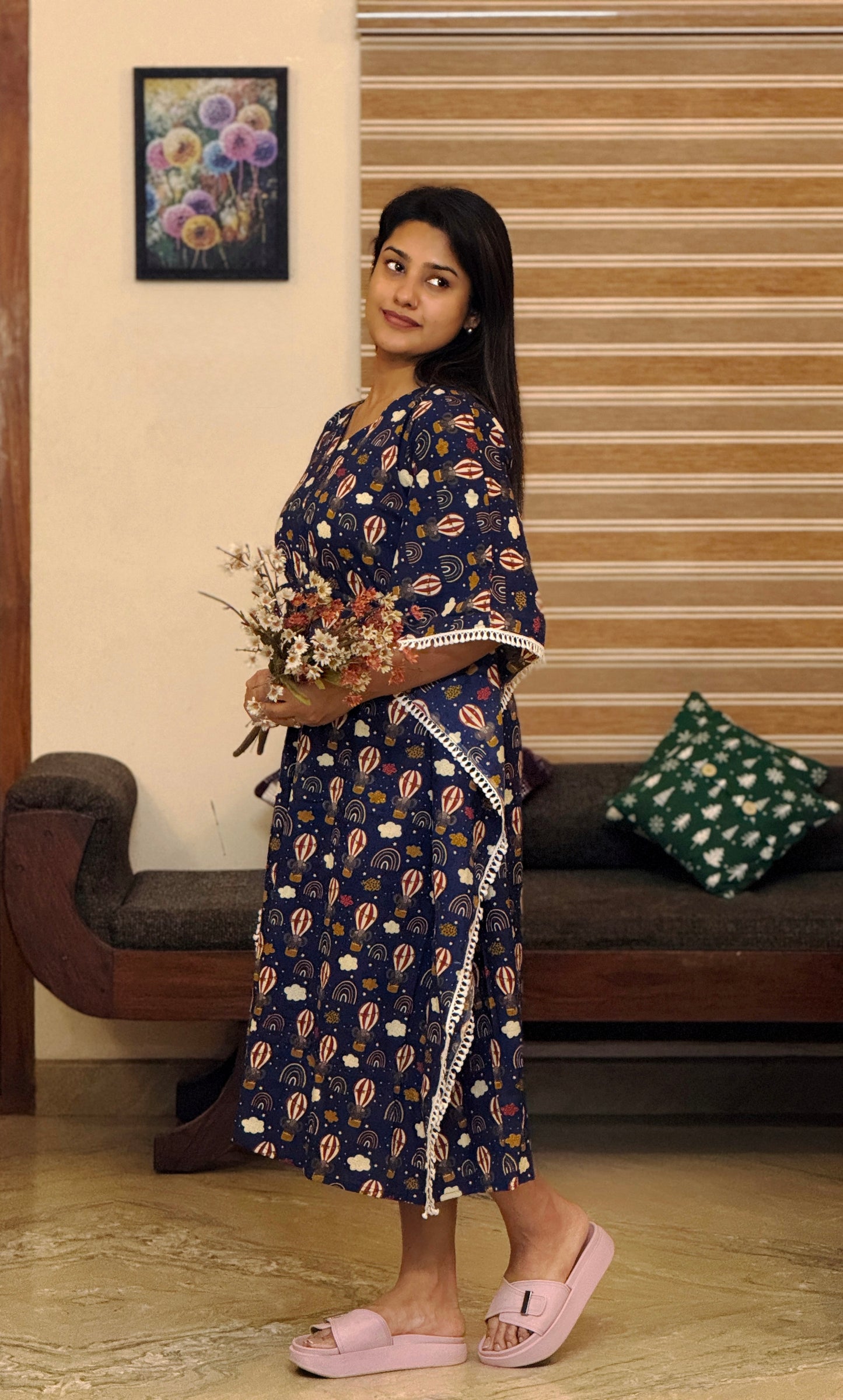 Cotton Cute Printed Kaftan (Feeding Friendly)