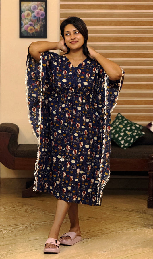 Cotton Cute Printed Kaftan (Feeding Friendly)