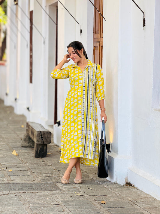 Yellow Shirt Dress/Kurta