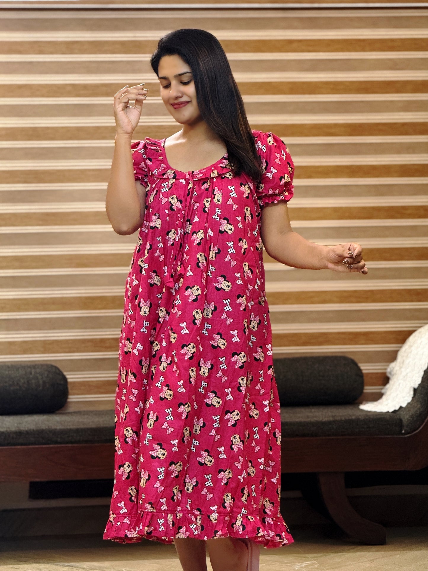 Minnie Mouse Printed Cotton Frock (Feeding Friendly)