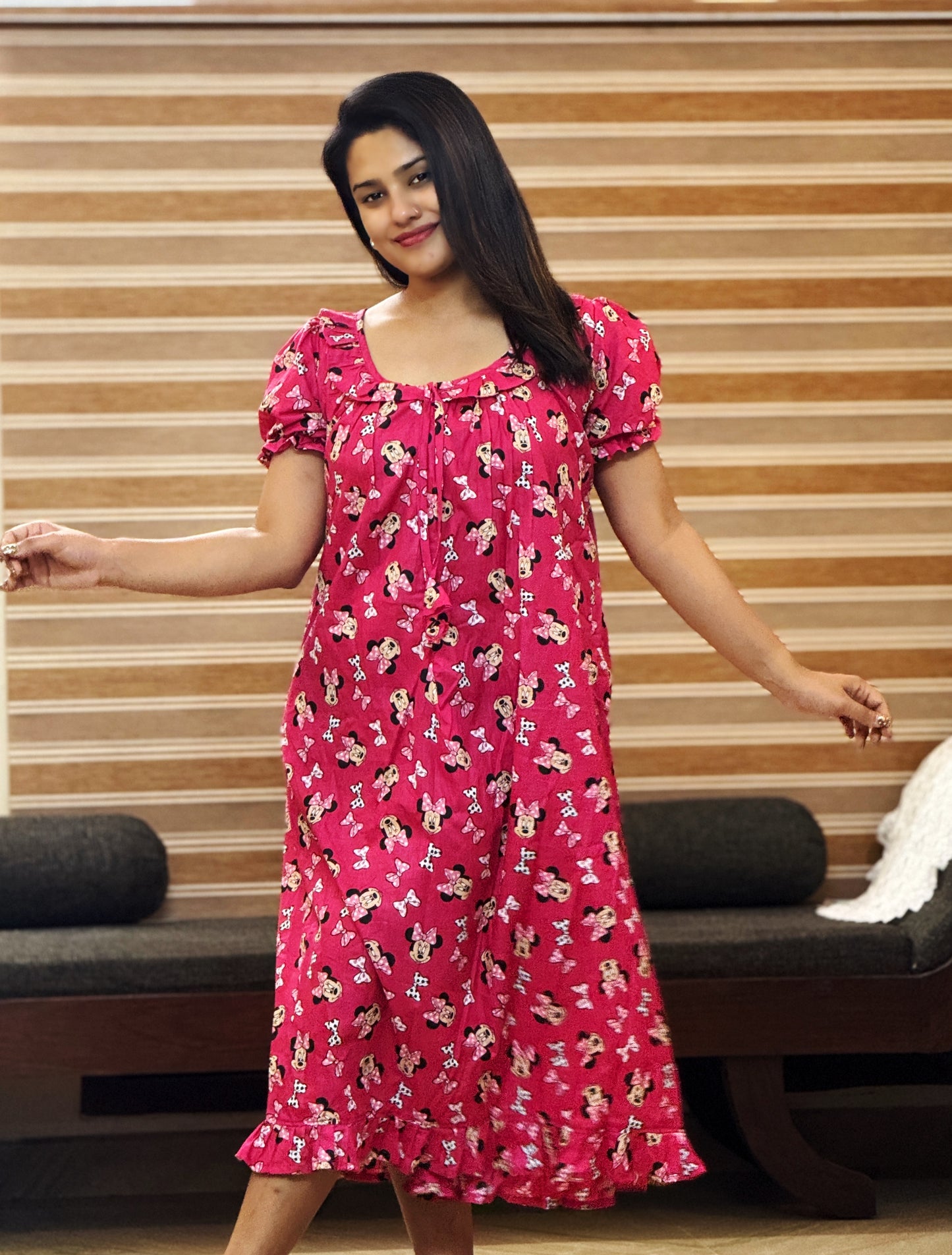Minnie Mouse Printed Cotton Frock (Feeding Friendly)