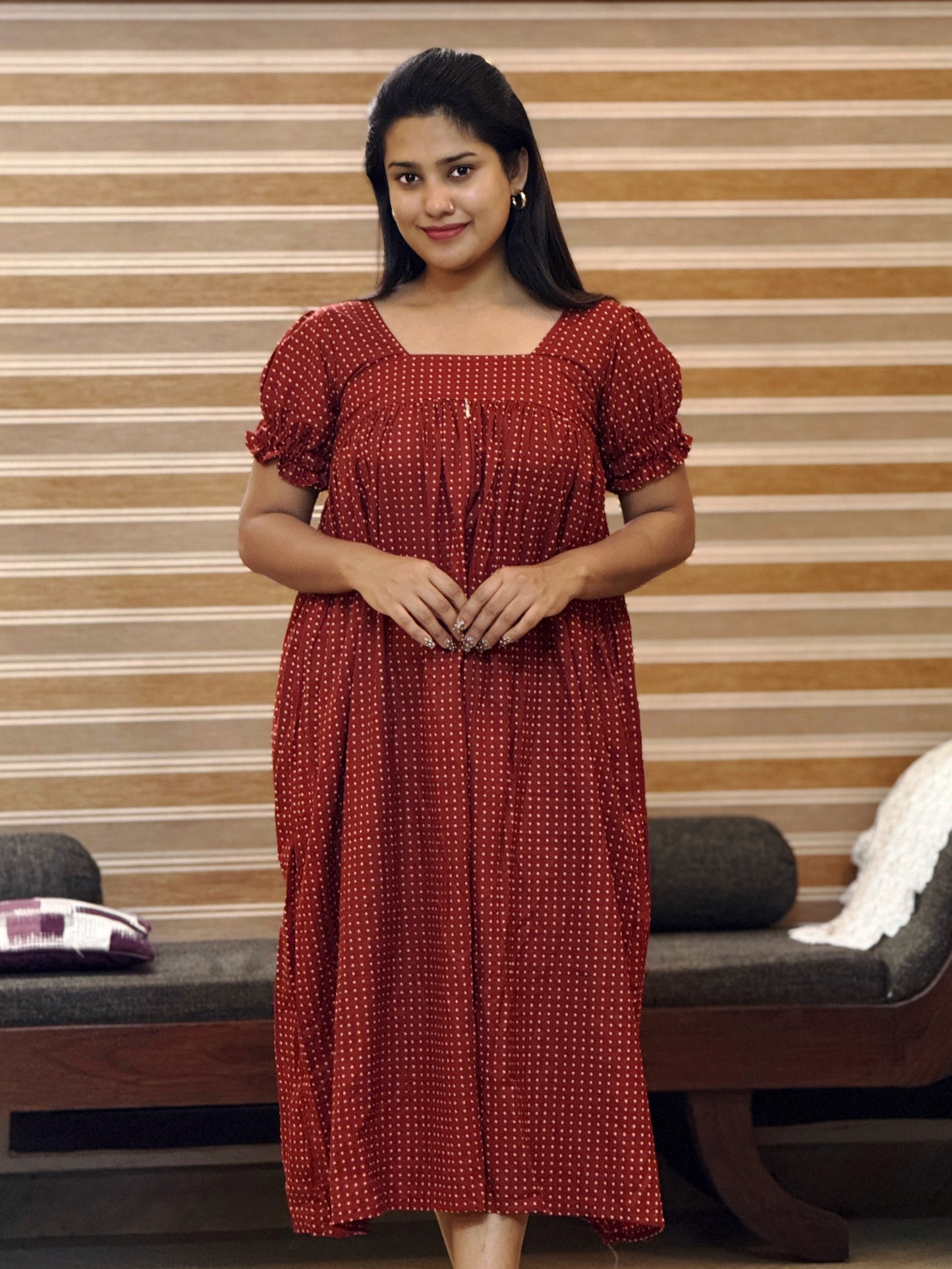 Red Polka Cotton Homewear (Feeding Friendly)