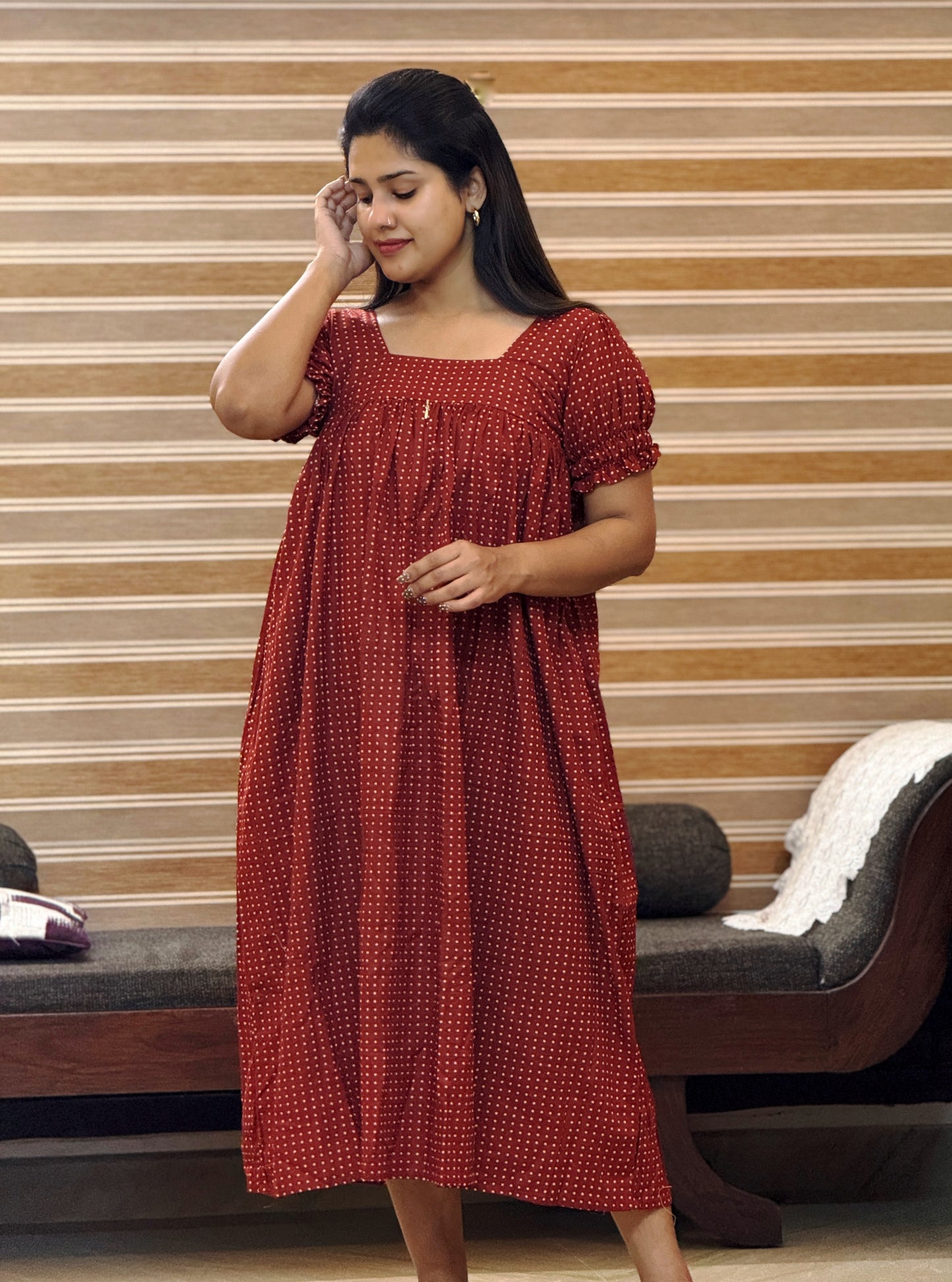 Red Polka Cotton Homewear (Feeding Friendly)