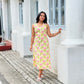 Yellow Striped Halter Neck Dress