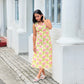 Yellow Striped Halter Neck Dress