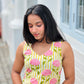 Yellow Striped Halter Neck Dress