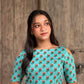 Cotton Light Blue Kurta With Brick Red Polka Pallazzo