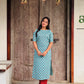 Cotton Light Blue Kurta With Brick Red Polka Pallazzo