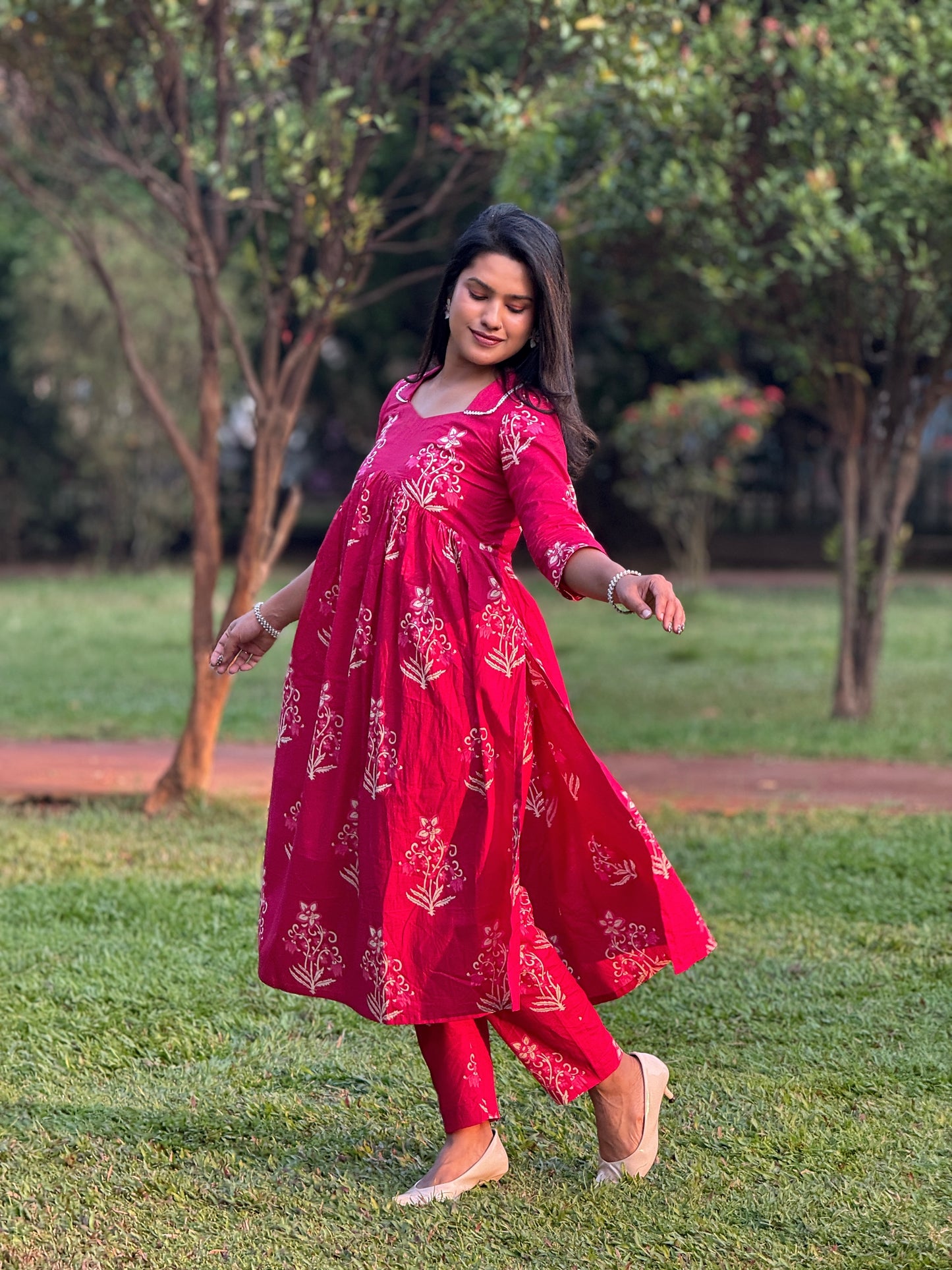 Pink Bloom - Floral Cotton Nyra Set