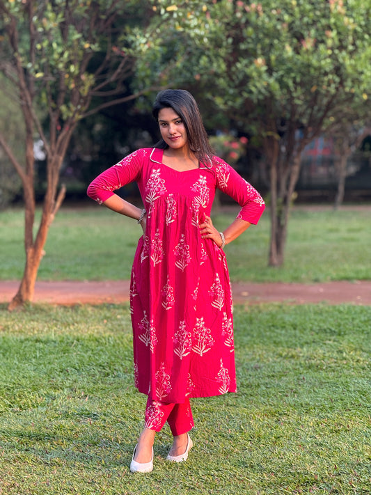 Pink Bloom - Floral Cotton Nyra Set