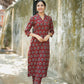Ajrakh Lotus Printed Kurta and Pant Set