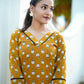Mustard Yellow Floral Kurta Pant Set