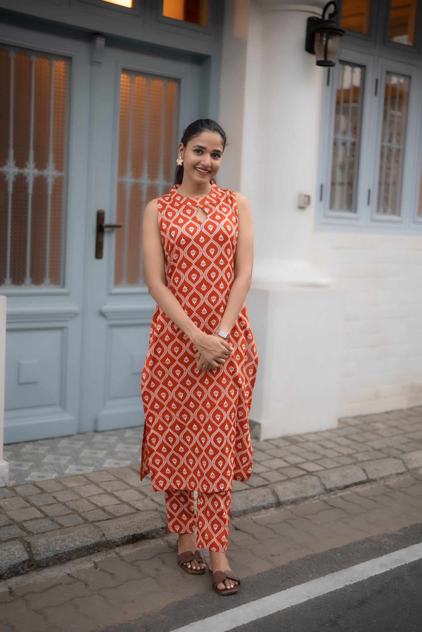 Burnt Orange Kurta and Pant Set