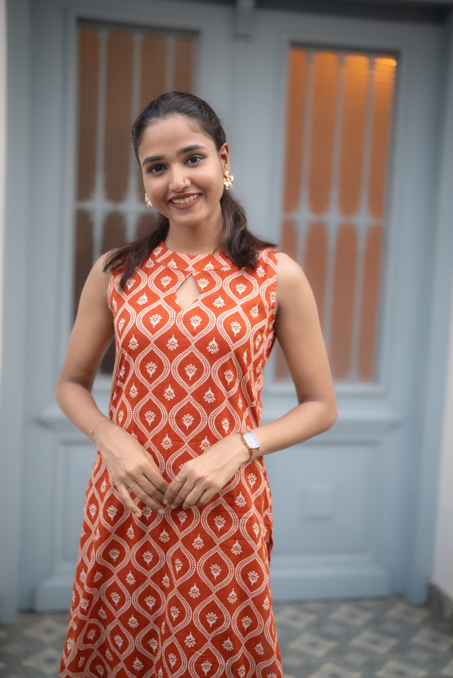 Burnt Orange Kurta and Pant Set