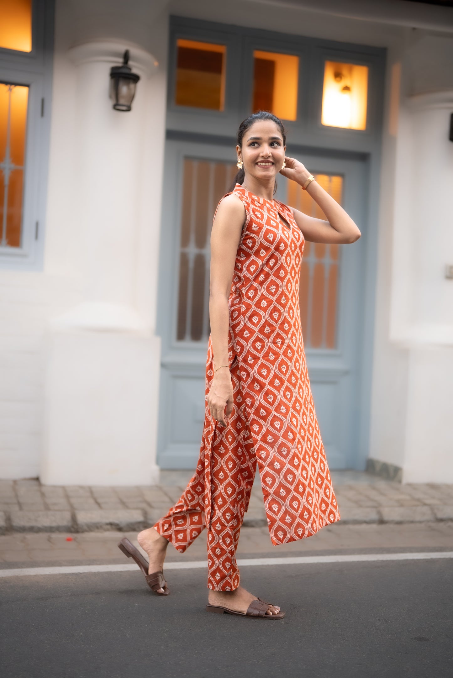 Burnt Orange Kurta and Pant Set