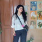White and Black Cotton Short Top and Pant Set