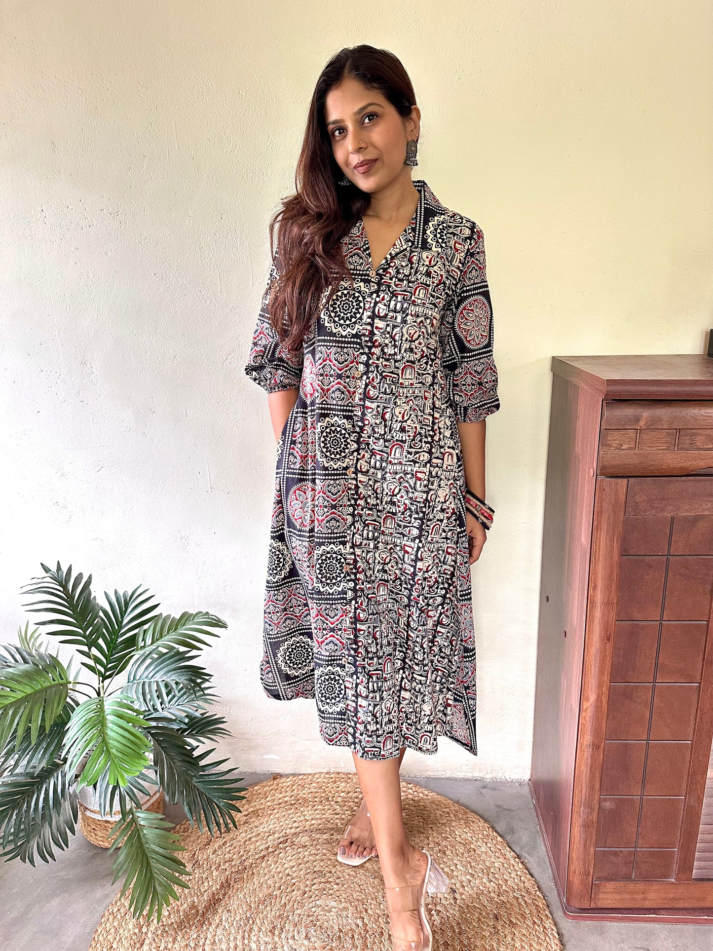 Anvika-Cotton Printed Shirt Dress