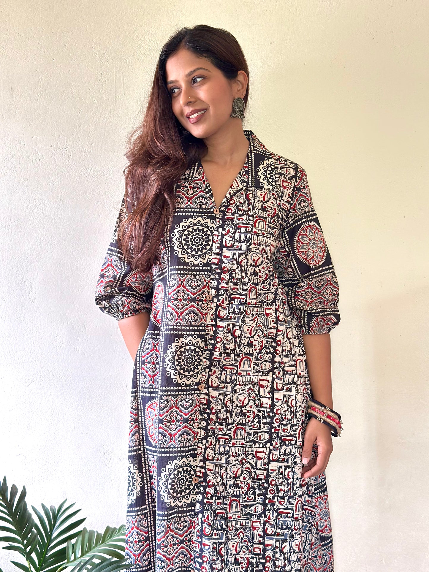 Anvika-Cotton Printed Shirt Dress