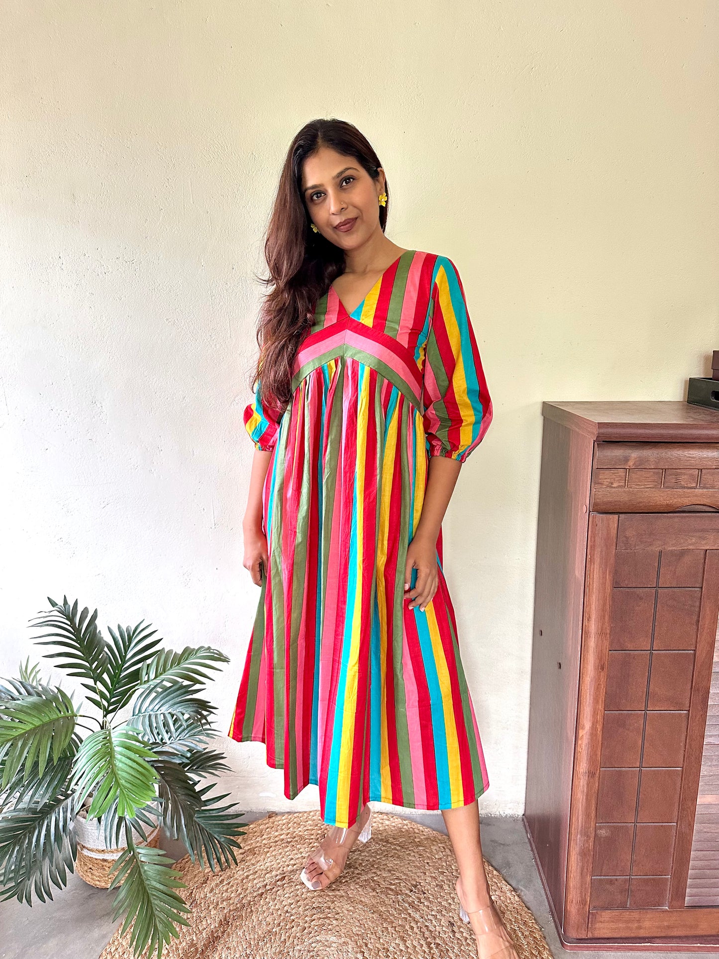 Candy Dress - Cotton Multicoloured Striped Dress