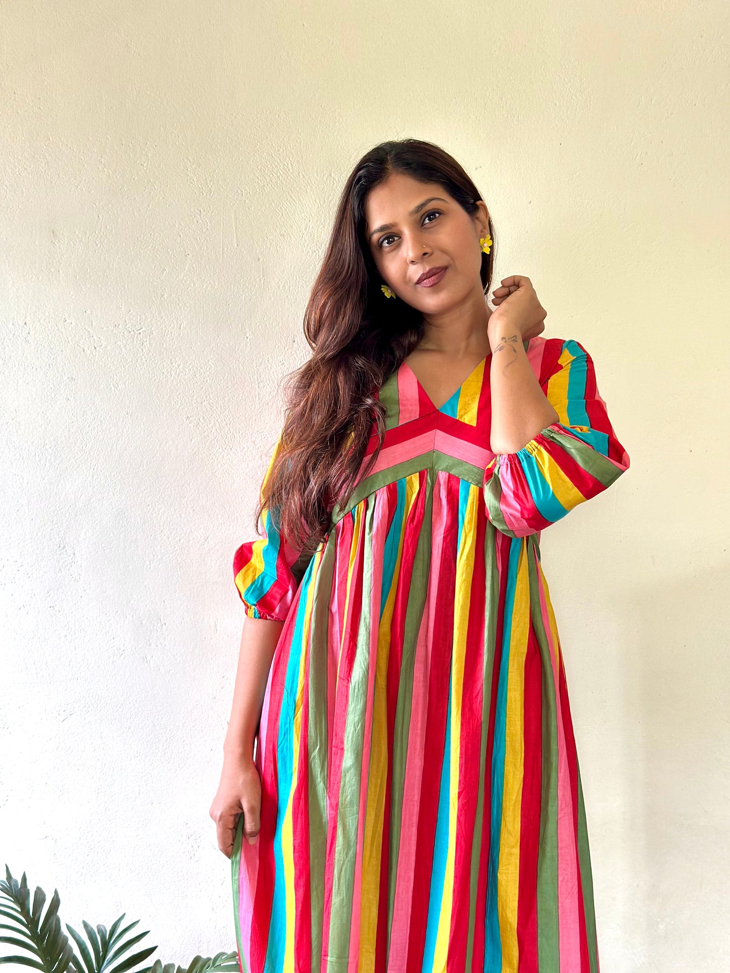 Candy Dress - Cotton Multicoloured Striped Dress