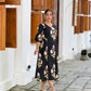 “Twilight” - Black Floral Cotton Dress