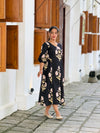 “Twilight” - Black Floral Cotton Dress