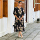 “Twilight” - Black Floral Cotton Dress