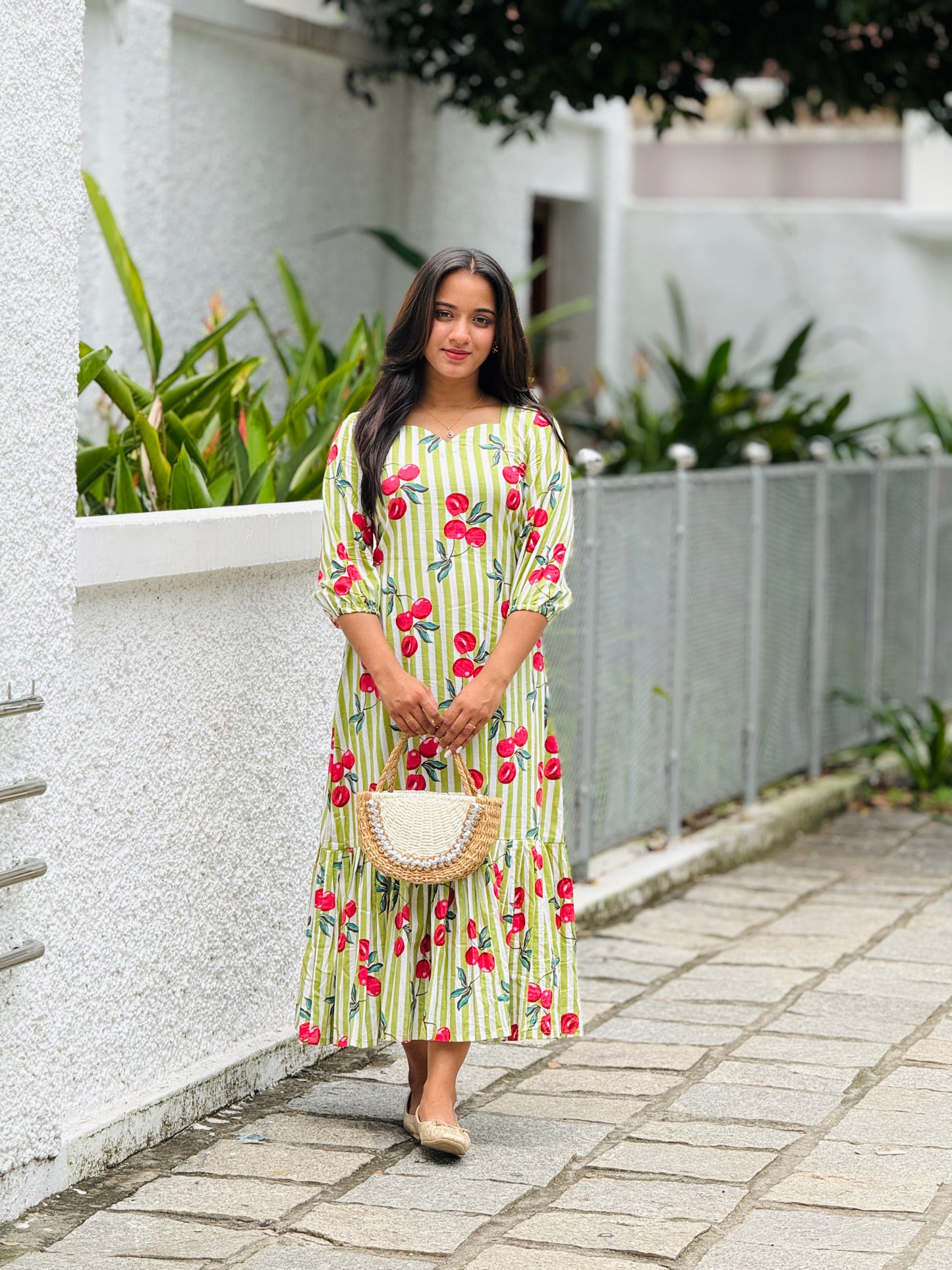 Cherry Dress - Cotton Tiered Dress