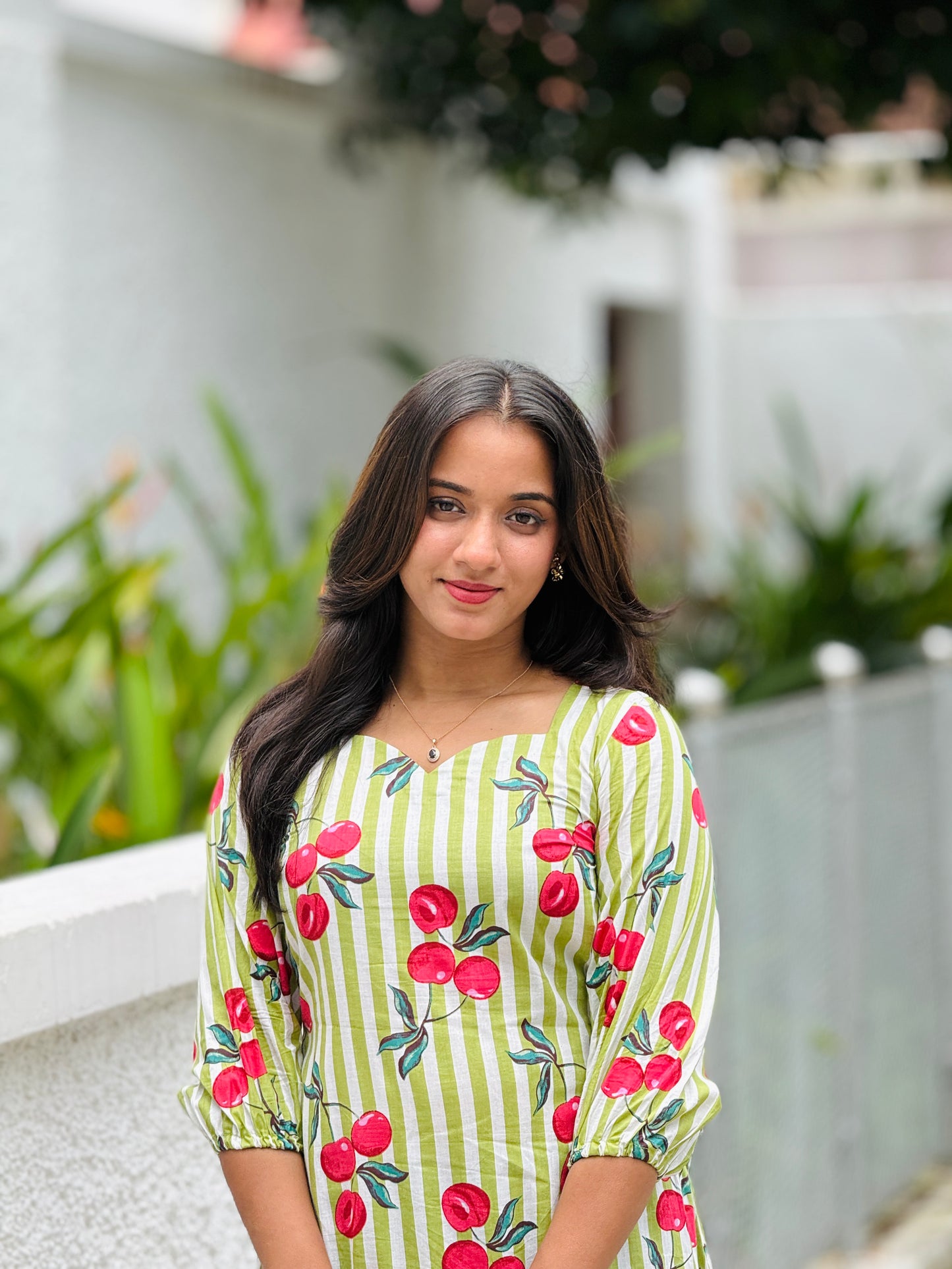 Cherry Dress - Cotton Tiered Dress