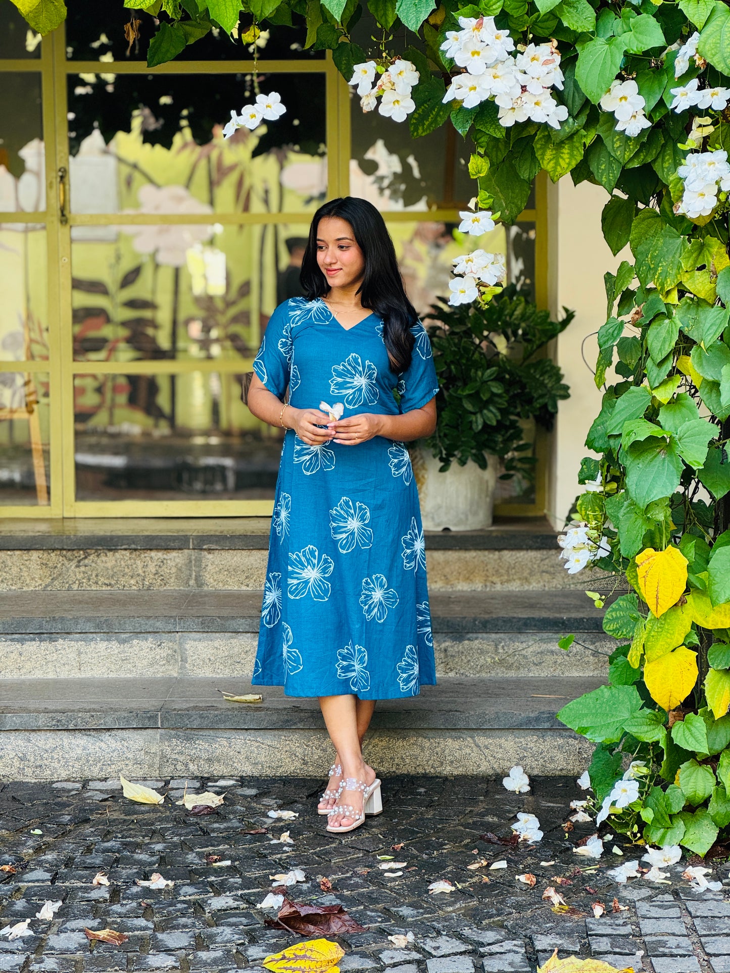 Blue Floral Dress/Aline Kurta