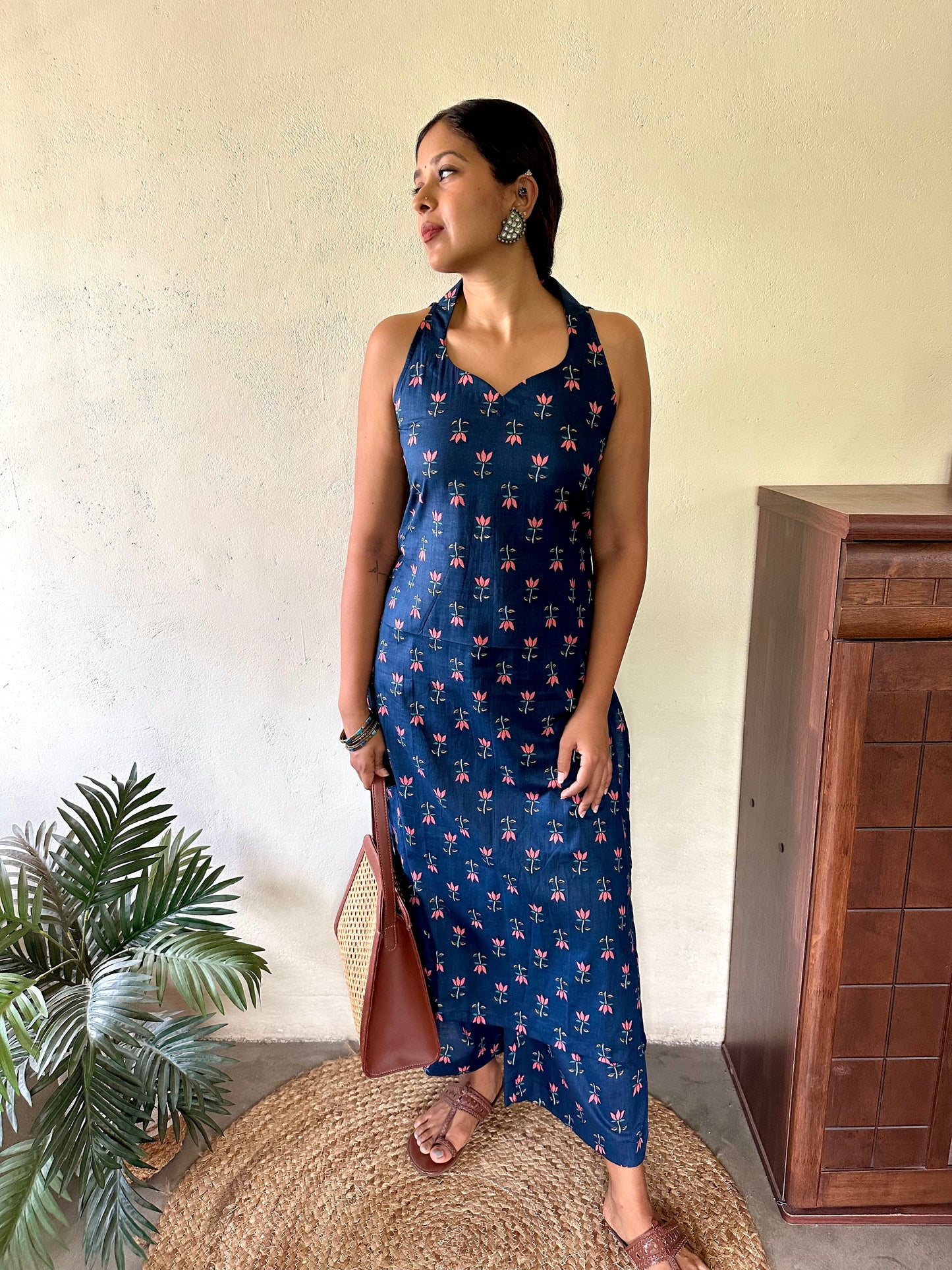 NEEL KAMAL -Blue Floral Cotton Kurta Set