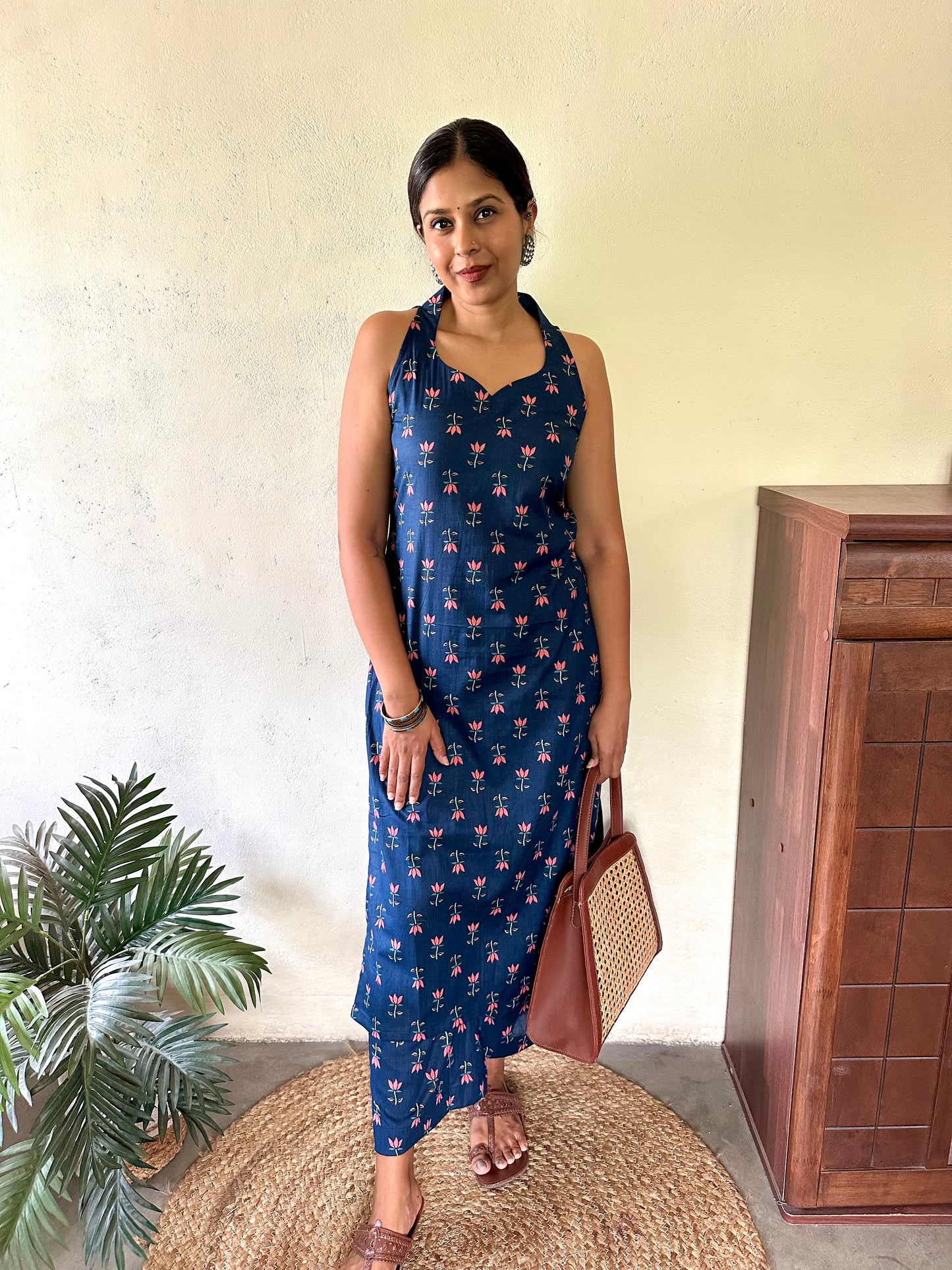 NEEL KAMAL -Blue Floral Cotton Kurta Set