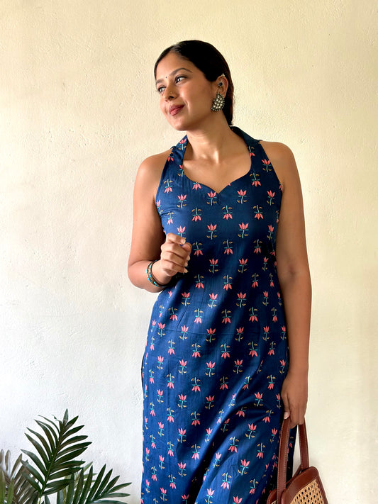 NEEL KAMAL -Blue Floral Cotton Kurta Set