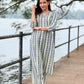 Cotton blue stripe kurta and palazzo set