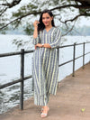 Cotton blue stripe kurta and palazzo set