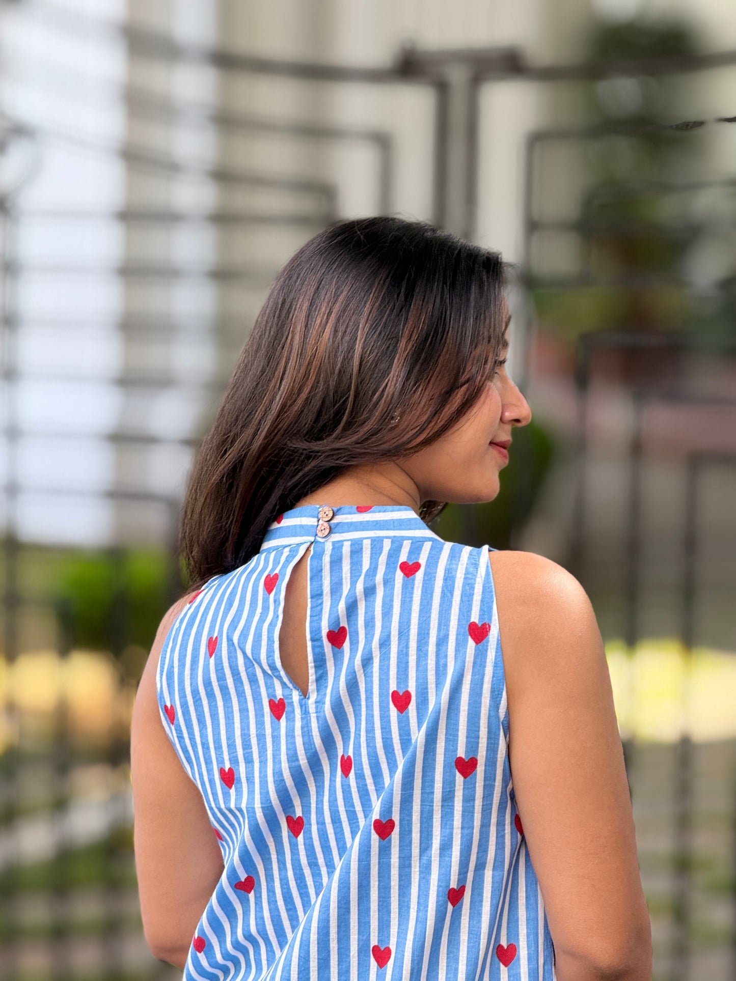 “BLUEY” Striped Heart Printed Dress