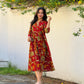 “KALAMKARI” Inspired Printed Flared Cotton Dress/Kurta