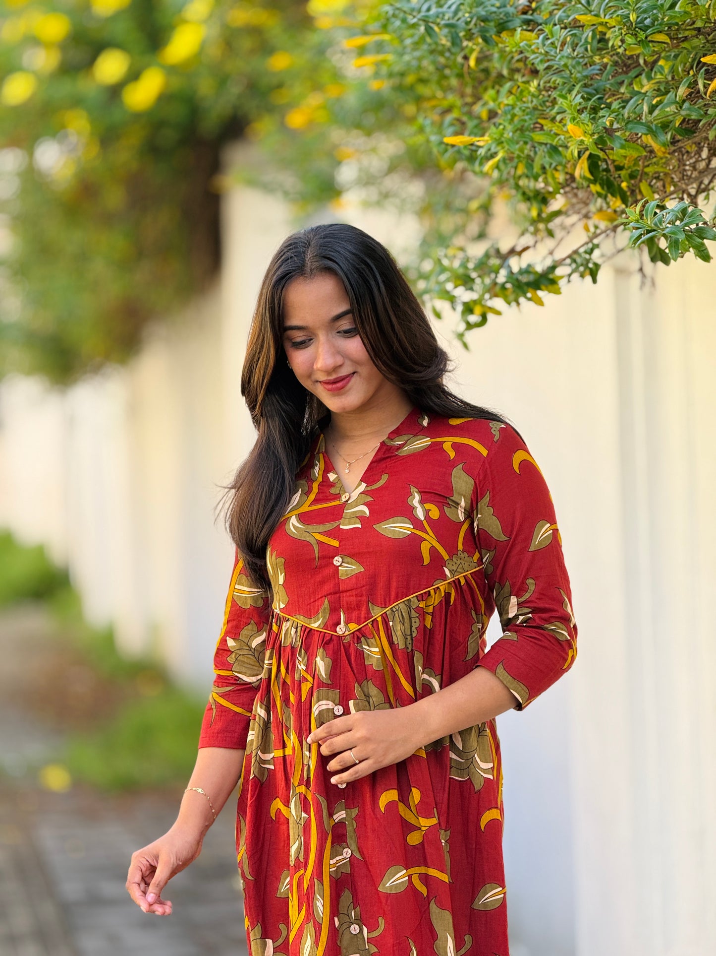 “KALAMKARI” Inspired Printed Flared Cotton Dress/Kurta