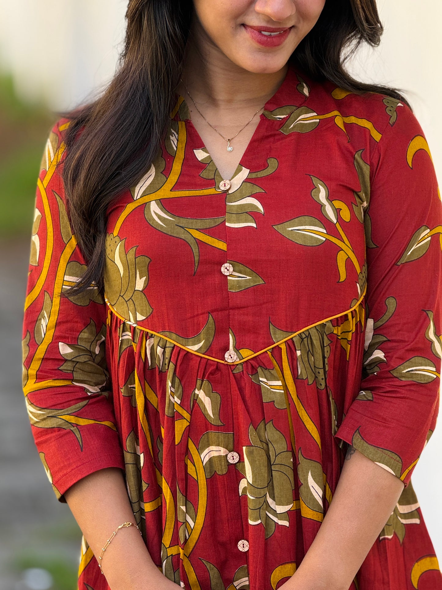 “KALAMKARI” Inspired Printed Flared Cotton Dress/Kurta