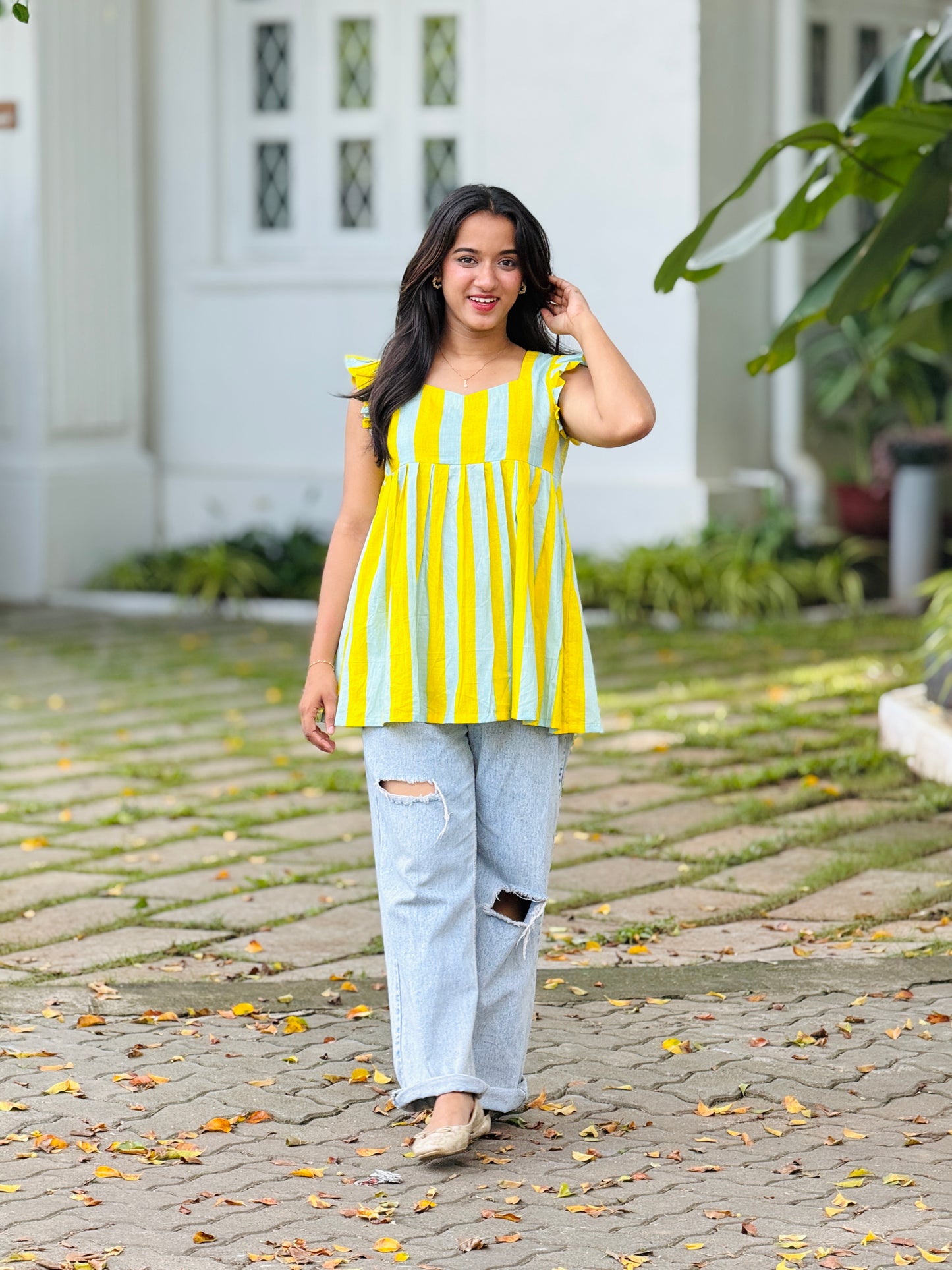 “LEMONY” Striped Short Kurti