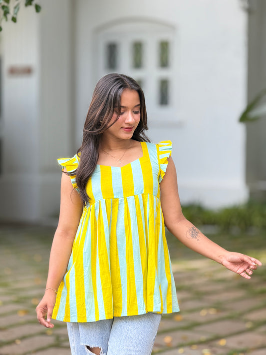 “LEMONY” Striped Short Kurti